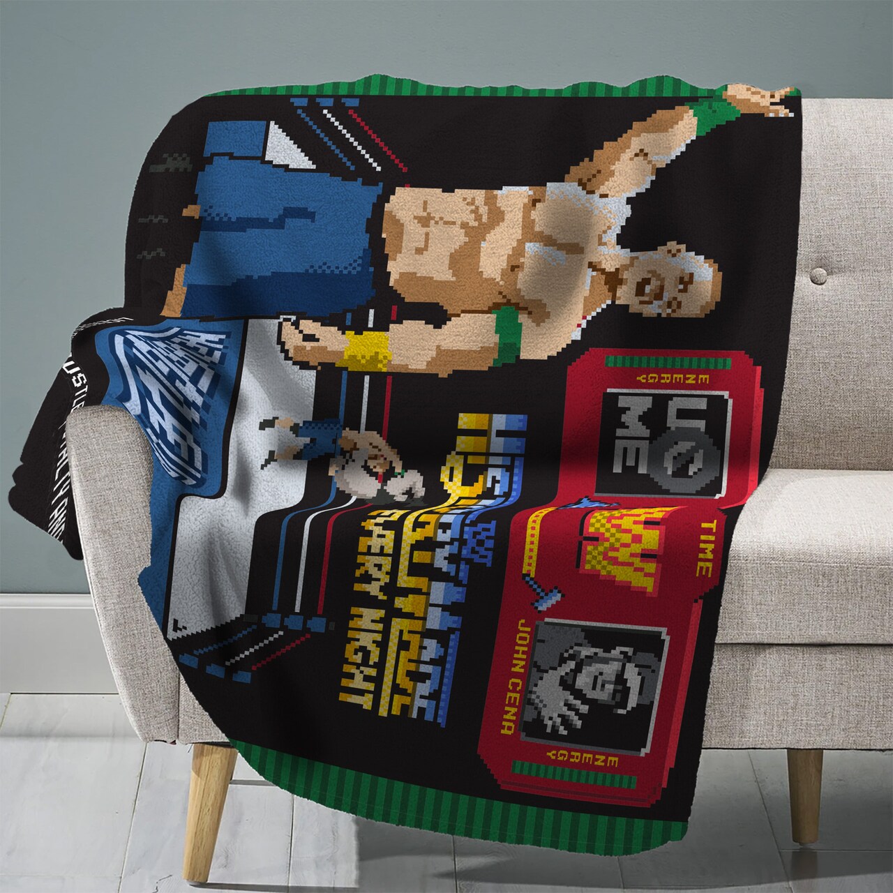 Sleep Squad WWE John Cena 60” x 80” Raschel Plush Blanket - Hustle Loyalty Respect